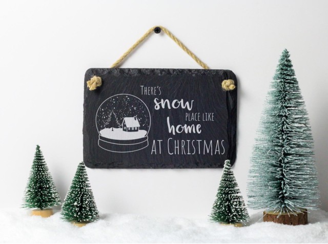 There's Snow Place Like Home Christmas Sign | Welsh Slate